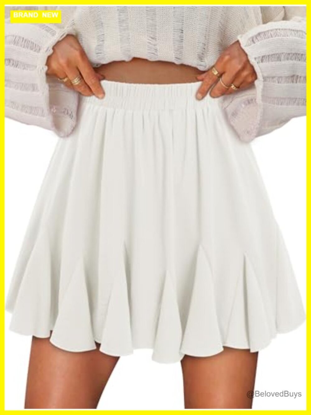 Women's Pleated Skater Skirt High Waisted Ruffled Flared Mini